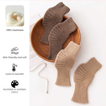 100% kašmírové kolenné podložky pre ochranu proti chladu a teplu, rozšírené hrubšie pletené zakrivené trubkové rebrované kolenné podložky, unisex