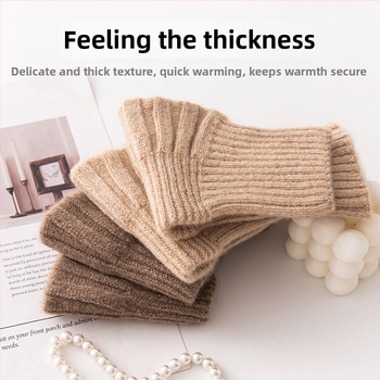 100% kašmírové kolenné podložky pre ochranu proti chladu a teplu, rozšírené hrubšie pletené zakrivené trubkové rebrované kolenné podložky, unisex