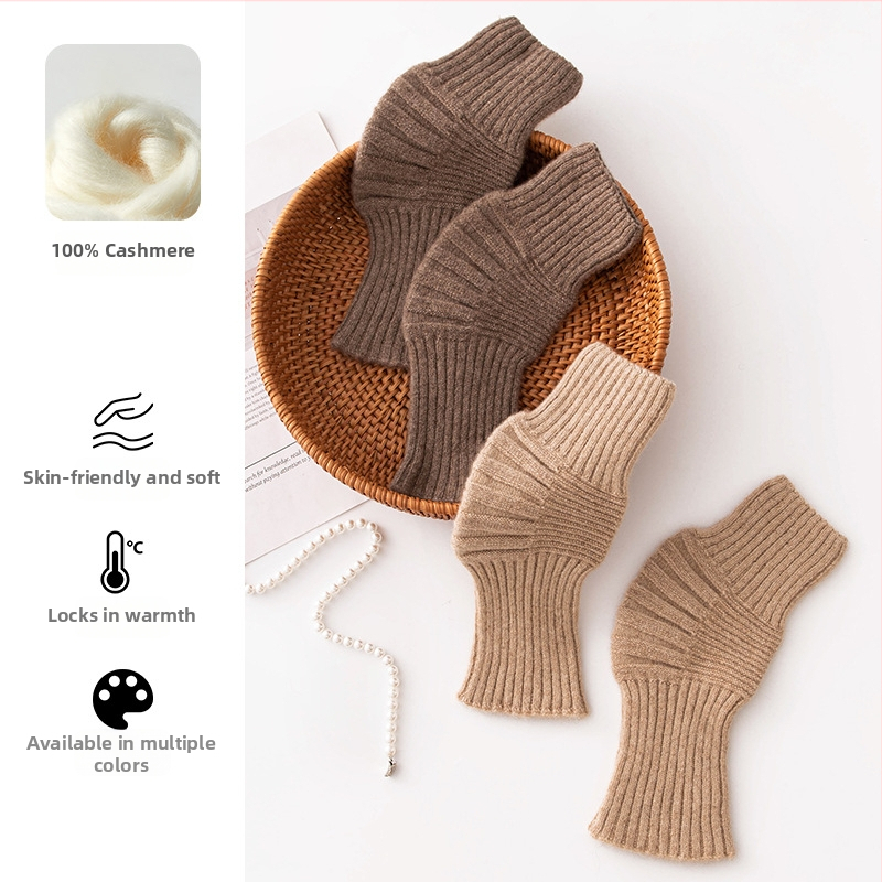 100% kašmírové kolenné podložky pre ochranu proti chladu a teplu, rozšírené hrubšie pletené zakrivené trubkové rebrované kolenné podložky, unisex