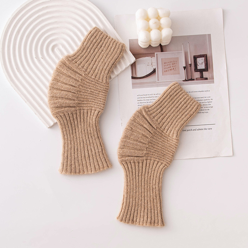 100% kašmírové kolenné podložky pre ochranu proti chladu a teplu, rozšírené hrubšie pletené zakrivené trubkové rebrované kolenné podložky, unisex