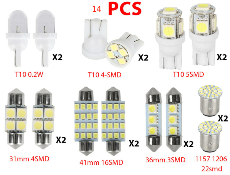 14 gab LED gaismu komplekts auto 12V IP68 5050 LED 6000K