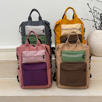 Unisex lagani ruksak s dizajnom color-block za svakodnevnu upotrebu i putovanja, kapacitet 20–35 L, kompatibilan s 13-inčnim prijenosnikom, model 2025