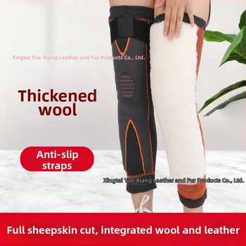 Mu Kang Μαλλινοί επίδεσμοι γόνατος με παχύτερες εκτεταμένες λουρίδες, αντιολισθητικοί και ζεστοί για φθινόπωρο/χειμώνα, ενήλικες