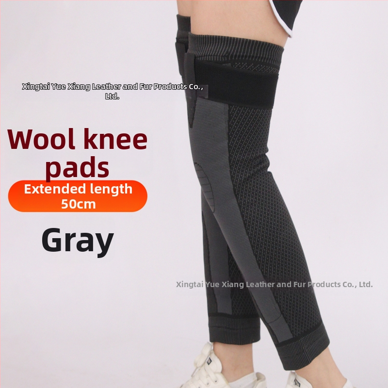 Mu Kang Μαλλινοί επίδεσμοι γόνατος με παχύτερες εκτεταμένες λουρίδες, αντιολισθητικοί και ζεστοί για φθινόπωρο/χειμώνα, ενήλικες