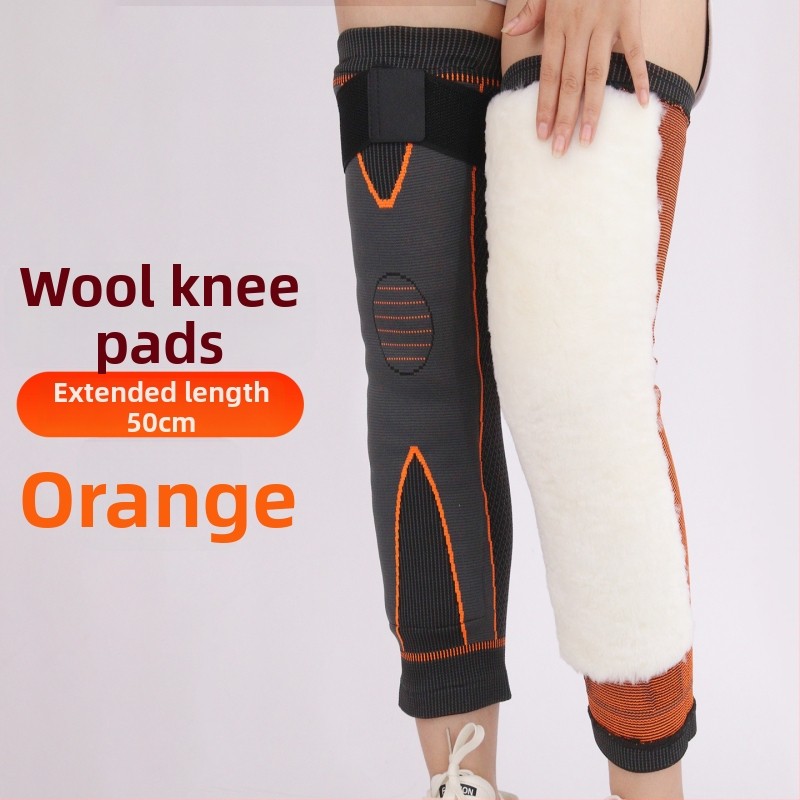 Mu Kang Μαλλινοί επίδεσμοι γόνατος με παχύτερες εκτεταμένες λουρίδες, αντιολισθητικοί και ζεστοί για φθινόπωρο/χειμώνα, ενήλικες