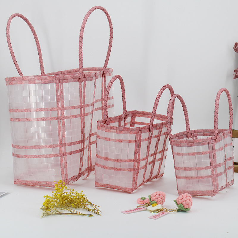 Ručna pletena torba od slame, stil književnosti i umjetnosti, horizontalni kvadratni oblik, ručna izrada, tkanina podstava, vanjska otvorena džep