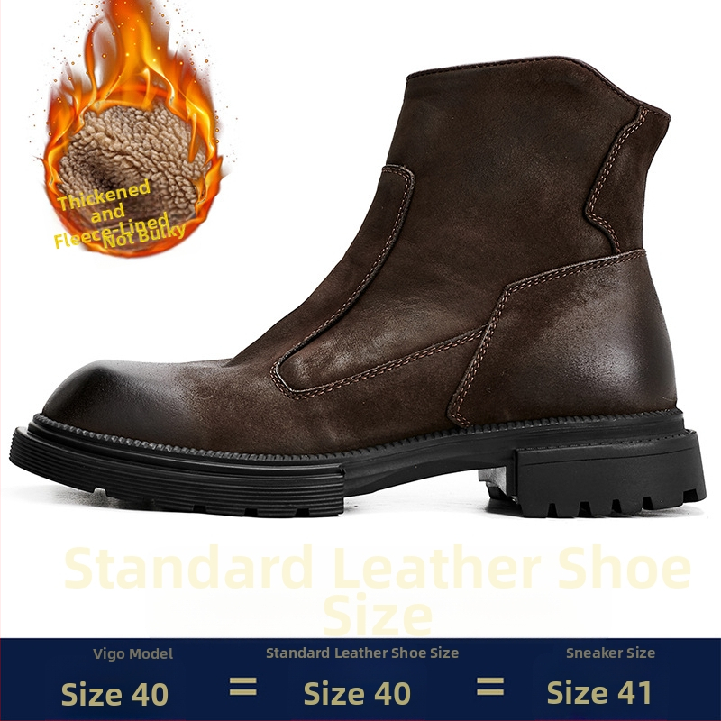 Vīriešu Martins zābaki no īstas ādas, gumijas zole, sānu rāvējslēdzējs, apaļš purns, vidēja augstuma papēdis 3–5 cm