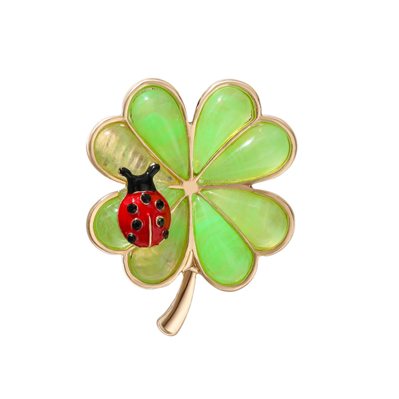 Broš četverolistna detelina s dijamantima, od cinkovog legura, za žene