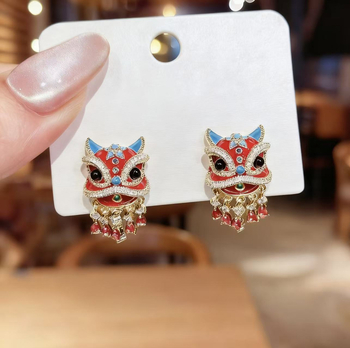 Broșă din aliaj, stil Leu Treaz, trend național, email, formă de animal, iarna 2024