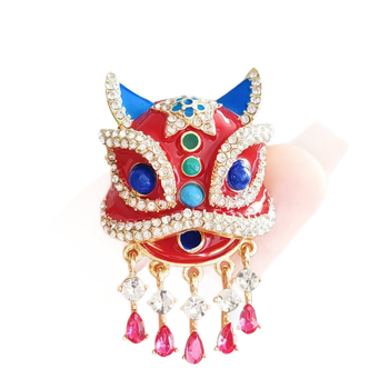 Broșă din aliaj, stil Leu Treaz, trend național, email, formă de animal, iarna 2024