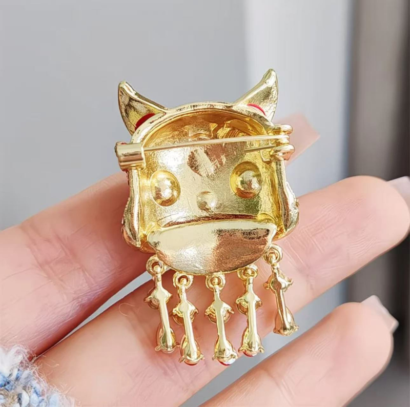 Broșă din aliaj, stil Leu Treaz, trend național, email, formă de animal, iarna 2024