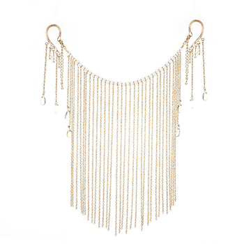 Ornament pentru cap Hanfu din aliaj cu voal și ciucuri – stil național, design geometric, lucrat manual