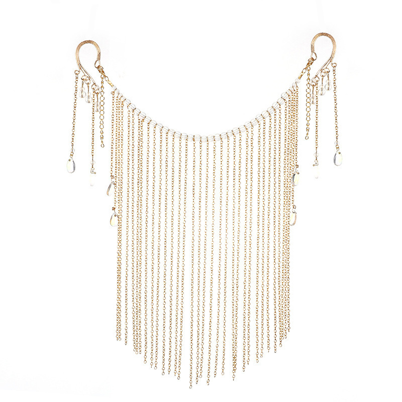 Ornament pentru cap Hanfu din aliaj cu voal și ciucuri – stil național, design geometric, lucrat manual