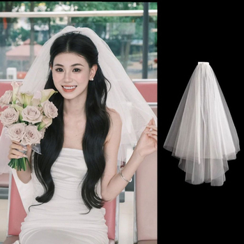 Menyasszonyi fátyol fotózáshoz, rövid, bolyhos dizájn, esküvői regisztrációs kiegészítő, nyári 2021 kiadás, Márka: Egyéb, Raktáron