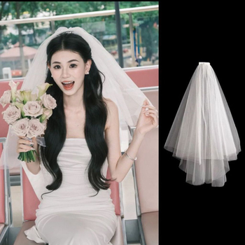 Menyasszonyi fátyol fotózáshoz, rövid, bolyhos dizájn, esküvői regisztrációs kiegészítő, nyári 2021 kiadás, Márka: Egyéb, Raktáron