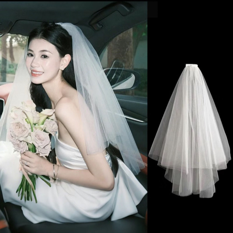 Menyasszonyi fátyol fotózáshoz, rövid, bolyhos dizájn, esküvői regisztrációs kiegészítő, nyári 2021 kiadás, Márka: Egyéb, Raktáron