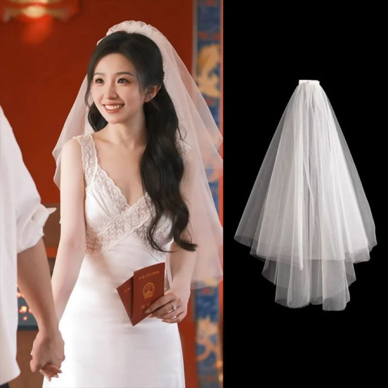 Menyasszonyi fátyol fotózáshoz, rövid, bolyhos dizájn, esküvői regisztrációs kiegészítő, nyári 2021 kiadás, Márka: Egyéb, Raktáron