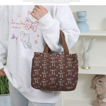 Corduroy Tote torba, ulični stil, vodoravni kvadratni oblik, zatvaranje na zip, poliester podstava