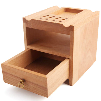 DIY kutija za alate za kožu od bukovog drveta sa ladicom i držačem za lemne alate, težina 1,06 kg