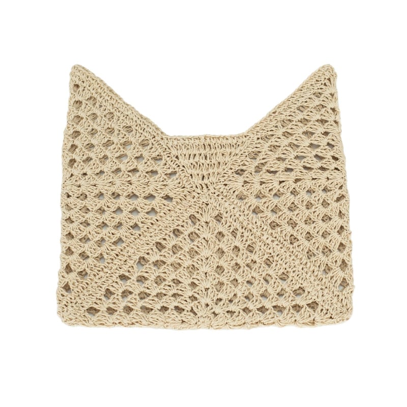 Плетена хартиена чанта за рамо, хоризонтална квадратна форма, магнитно закопчаване, джоб за телефон