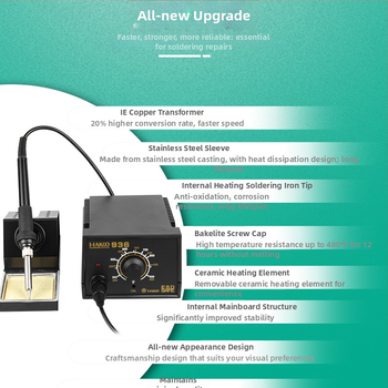I-IAKKO 936 konstantas lodēšanas stacija, regulējama temperatūra, 220 V, elektroniskai montāžai