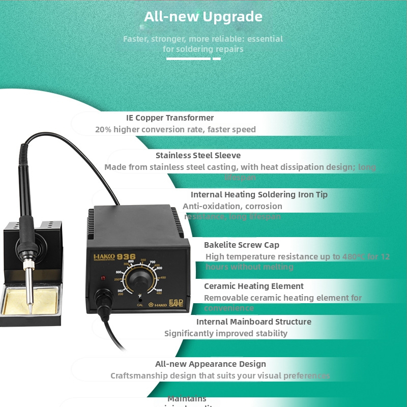 I-IAKKO 936 konstantas lodēšanas stacija, regulējama temperatūra, 220 V, elektroniskai montāžai
