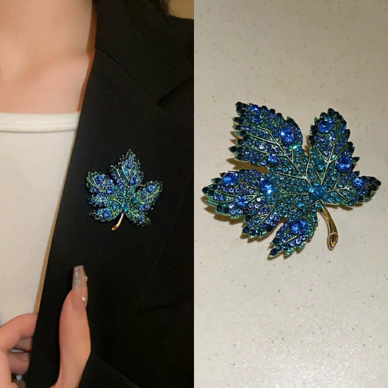 Broš Maple Leaf od legure, stil Y0110 JN, svijetli luksuz, dijamantna obrada