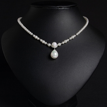 Колие от мидени перли за жени, капковидна висулка, медна основа, циркониеви кристали, верижка с мидени перли