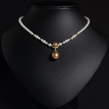 Колие от мидени перли за жени, капковидна висулка, медна основа, циркониеви кристали, верижка с мидени перли