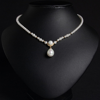 Колие от мидени перли за жени, капковидна висулка, медна основа, циркониеви кристали, верижка с мидени перли