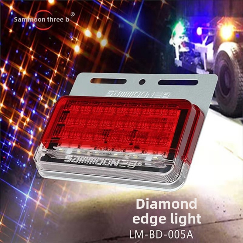 LED sānu gaismas kravas automašīnām ar trim objektīviem, 24 LED, ūdensdrošs, piekabēm, modelis 005, zīmols Sammoon/Three Mesh