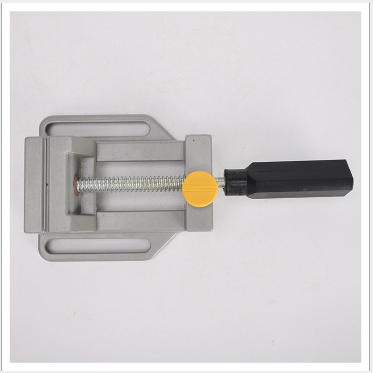 Derékszögű bilincs lapos szájú, egykezes asztali rögzítő fogó fa- és hegesztési felhasználásra, alumínium kivitel, robbanásbiztos, kompakt kialakítás