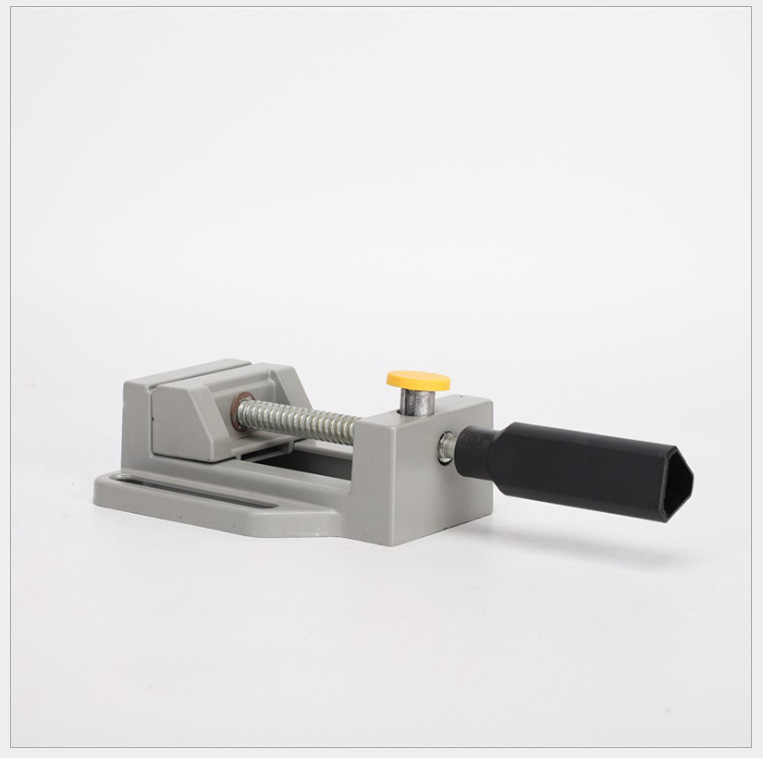 Derékszögű bilincs lapos szájú, egykezes asztali rögzítő fogó fa- és hegesztési felhasználásra, alumínium kivitel, robbanásbiztos, kompakt kialakítás