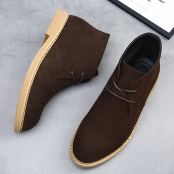 Мартин ботинки от набук кожа, гумирана подметка, средно високи, с връзки, зимен модел