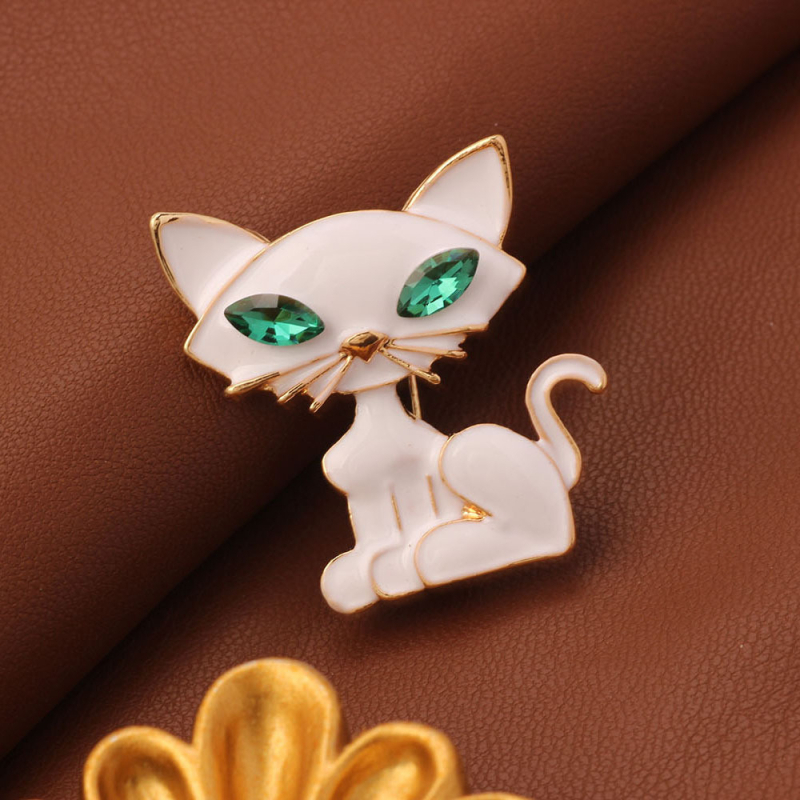 Broš s mačjim motivom, kristalni rhinestones, elektroplatirano, dekorativno i poklon za žene