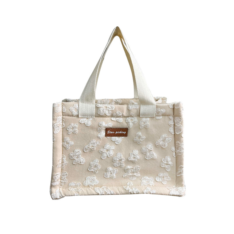 Torba za ručak – platno, vodoravni kvadratni oblik, kopča, unutarnje pregrade, Urban Simplicity stil