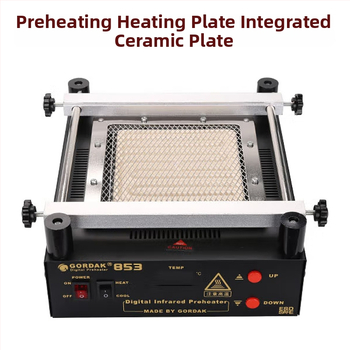 Goody BGA priekšsildīšanas platforma remontam – modelis 853, maksimāli 500°C, digitālais displejs, infrasarkanais apkures veids