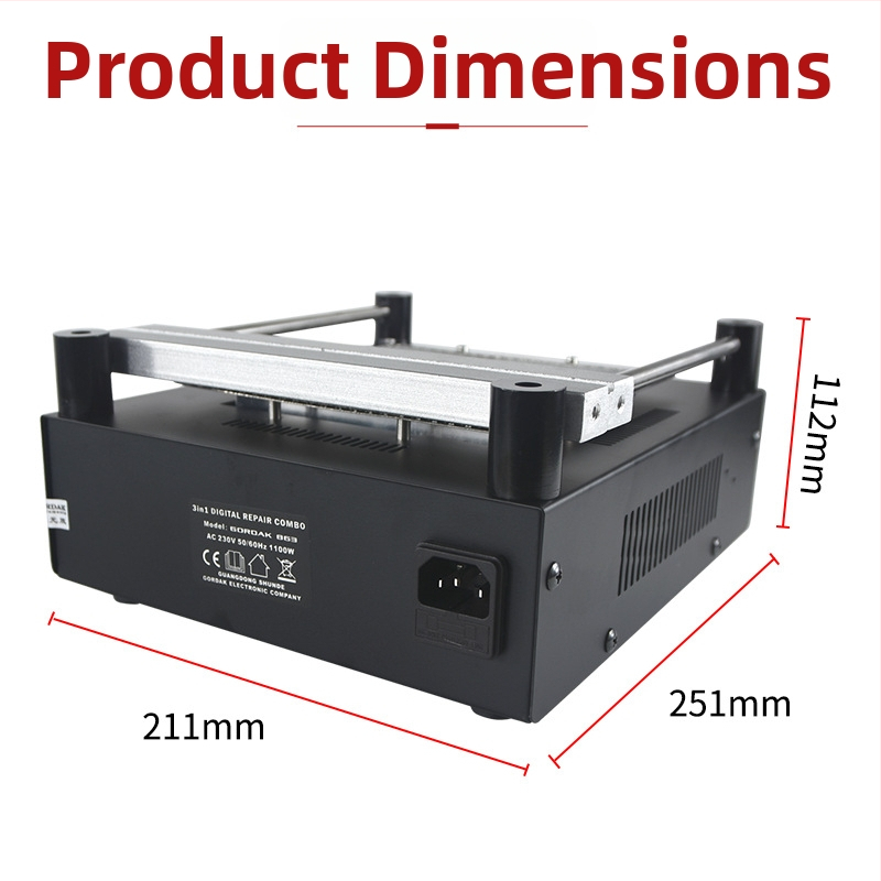 Goody BGA priekšsildīšanas platforma remontam – modelis 853, maksimāli 500°C, digitālais displejs, infrasarkanais apkures veids