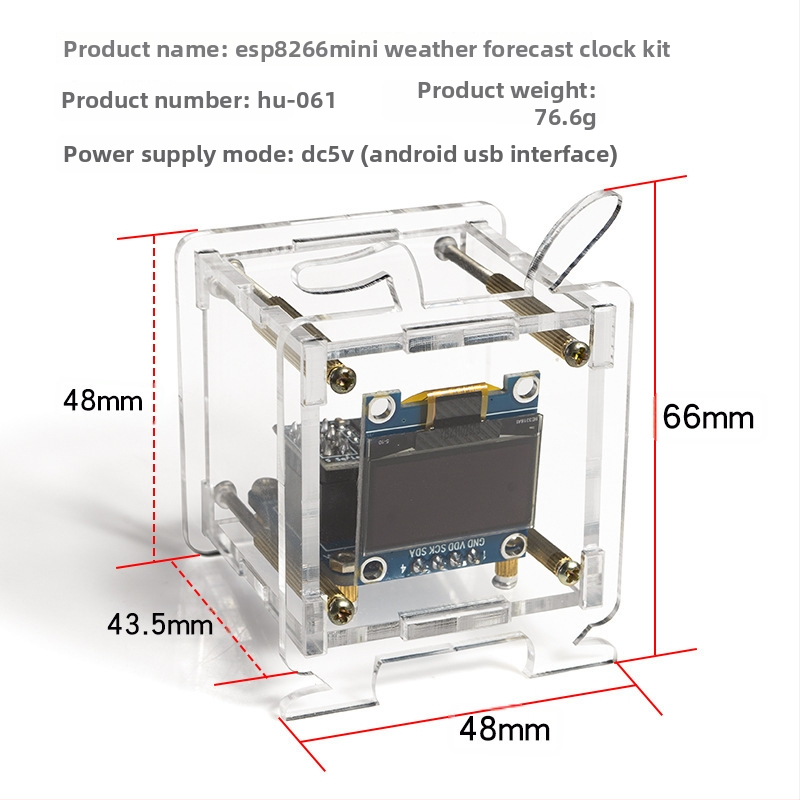 ESP8266 Mini Laika Prognozes Pulkstenis Komplekts - Wi-Fi, Temperatūras un Mitruma Sensors, Izglītojošs DIY Elektronikas Projekts
