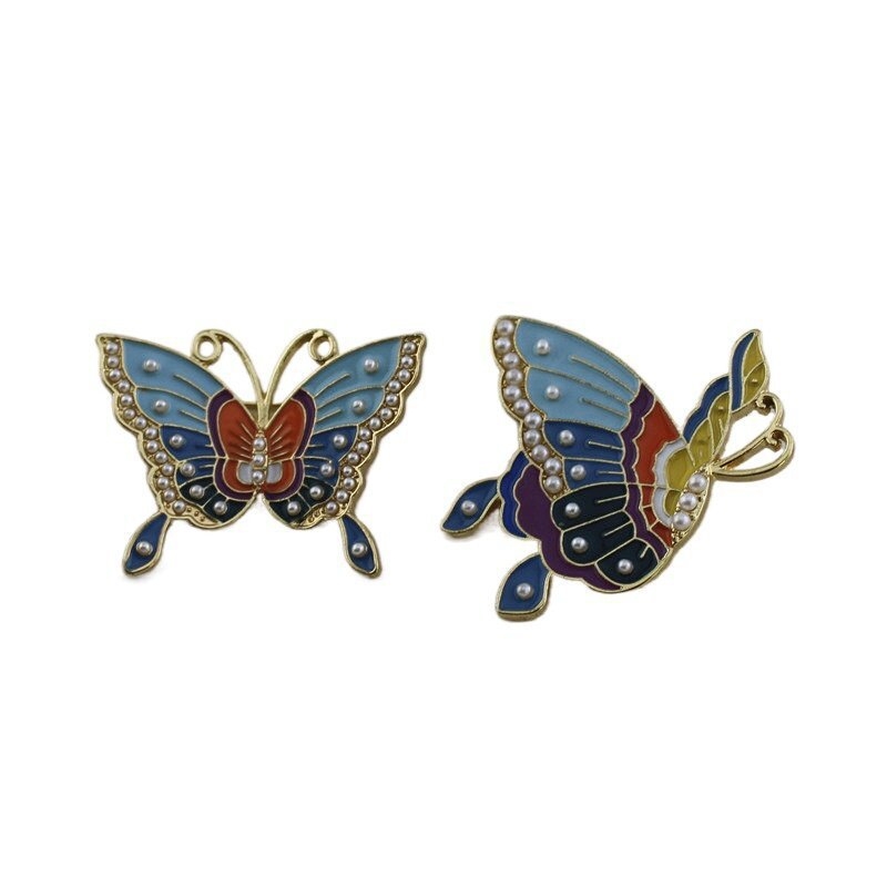 Pin leptir od legure, emajl, motiv insekata, završna obrada kapljica ulja, unisex