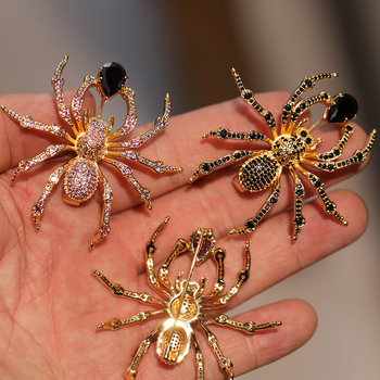 DiliXue Spider broš, pozlaćena s cirkonima, originalni dizajn, luksuzni dodatak za svečano odijelo, Halloween