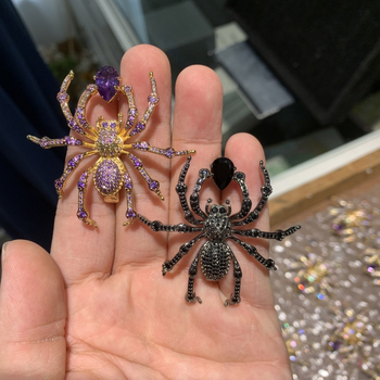 DiliXue Spider broš, pozlaćena s cirkonima, originalni dizajn, luksuzni dodatak za svečano odijelo, Halloween