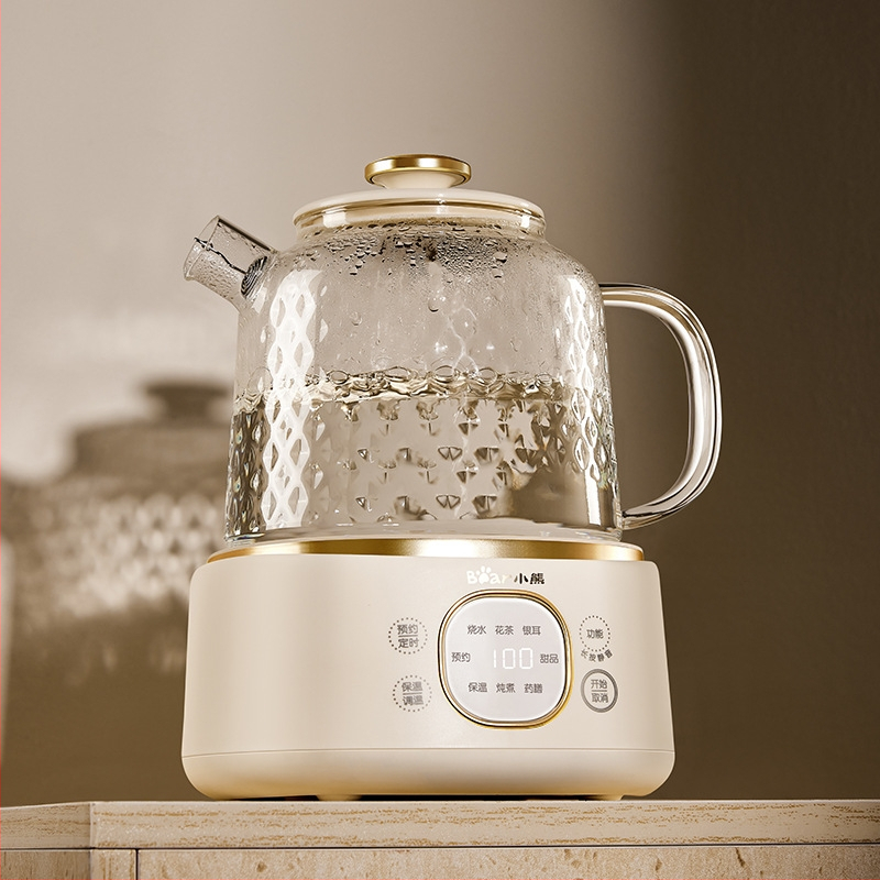 Bear Ceainic de sănătate din sticlă, model YSH-J10D1, capacitate 1–1,5 L, 220V, 500–1000W, termostat electronic, control prin microcomputer