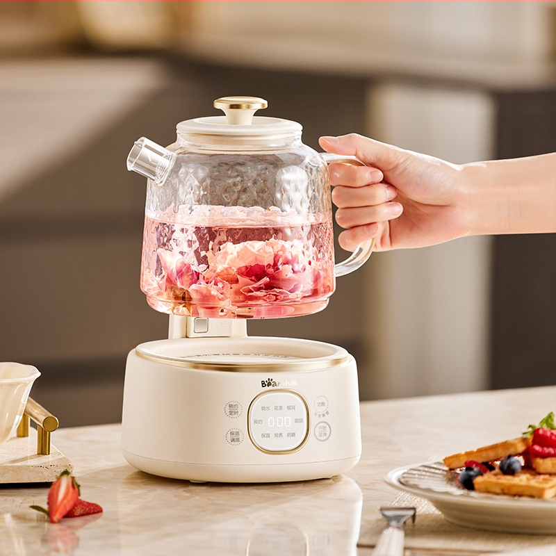 Bear Ceainic de sănătate din sticlă, model YSH-J10D1, capacitate 1–1,5 L, 220V, 500–1000W, termostat electronic, control prin microcomputer