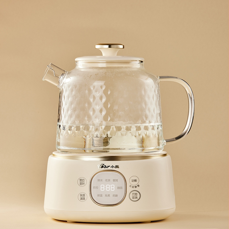 Bear Ceainic de sănătate din sticlă, model YSH-J10D1, capacitate 1–1,5 L, 220V, 500–1000W, termostat electronic, control prin microcomputer