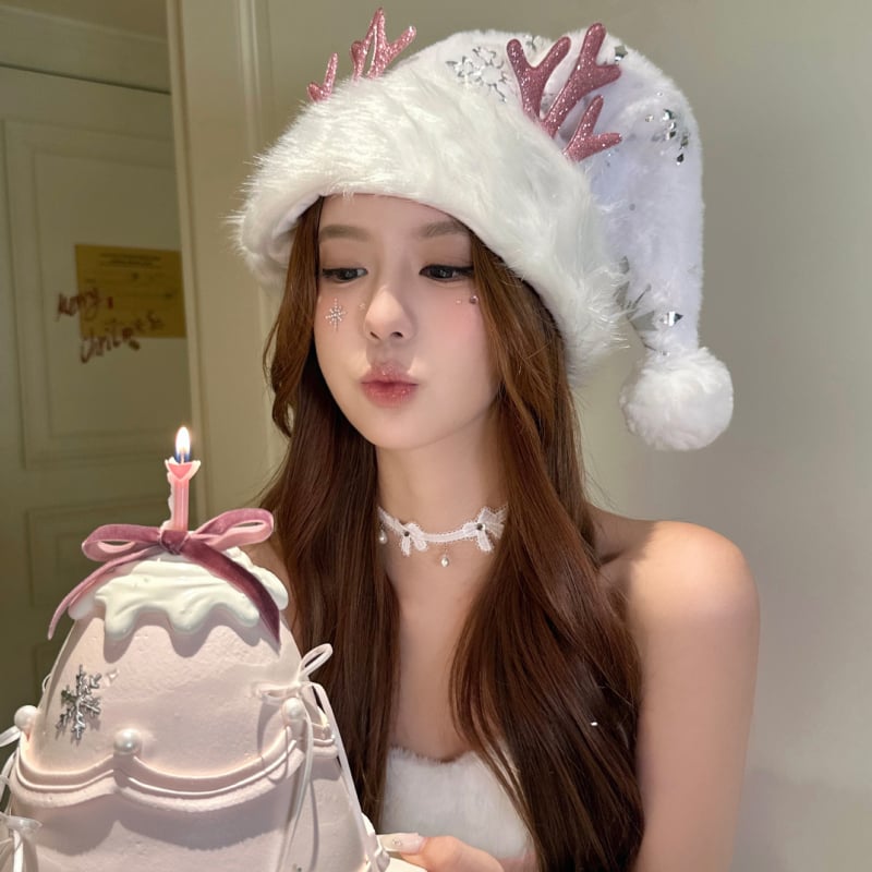 Accesorii cosplay pentru cap: pălărie cu coarne de cerb și motiv de fulg de zăpadă (Brand: Famous Fox; Grupă de vârstă: Adulți; An/Sezon: Iarna 2025)