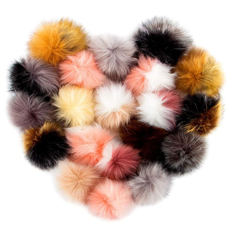 Аксесоари за самоделни бижута — топки от изкуствен лисичи пух за дрехи, обувки и шапки; полиестер; ръчна изработка; етно стил; тотемен мотив