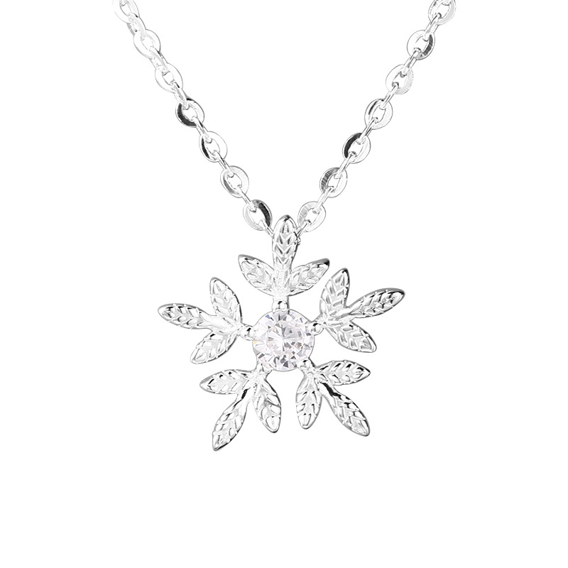 Комплект колие и обици със снежен мотив от сребро 925, O-верига, висулка от сребро, тегло 1.9 g