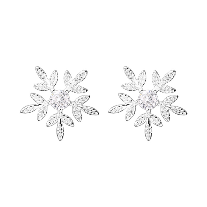 Комплект колие и обици със снежен мотив от сребро 925, O-верига, висулка от сребро, тегло 1.9 g