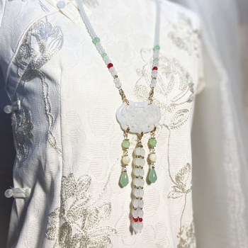 Огърлица с Liuli висулка, кръстосан синджир, многослоен дизайн, дължина 81 см и повече, модерен минималистичен стил